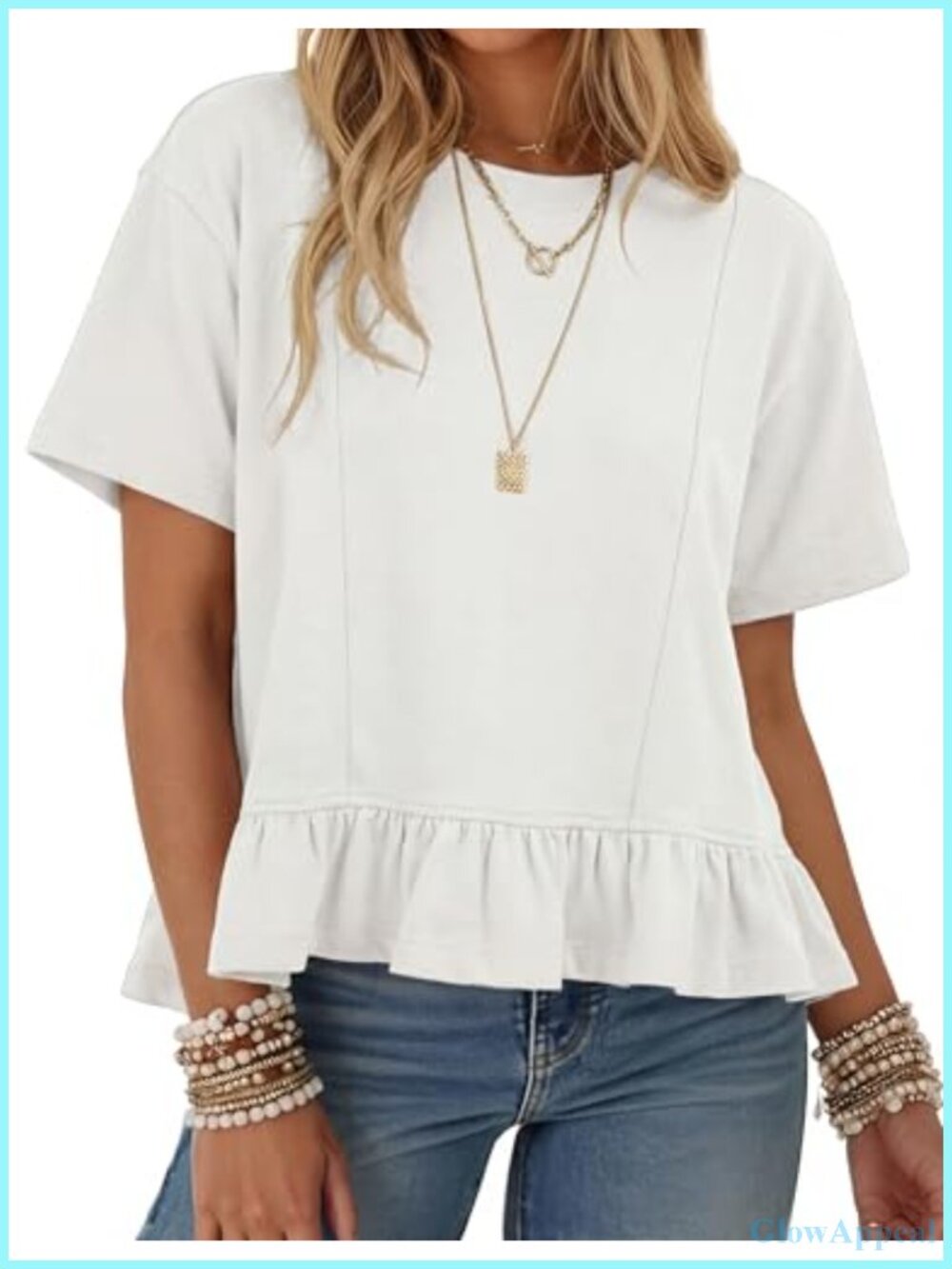 Women's Peplum Top Oversized Short Sleeve Summer Blouse Cotton